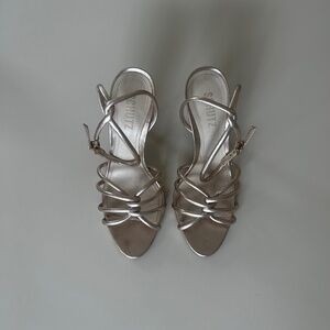 RACHEL METALLIC LEATHER SANDAL GENTLY WORN SIZE 7